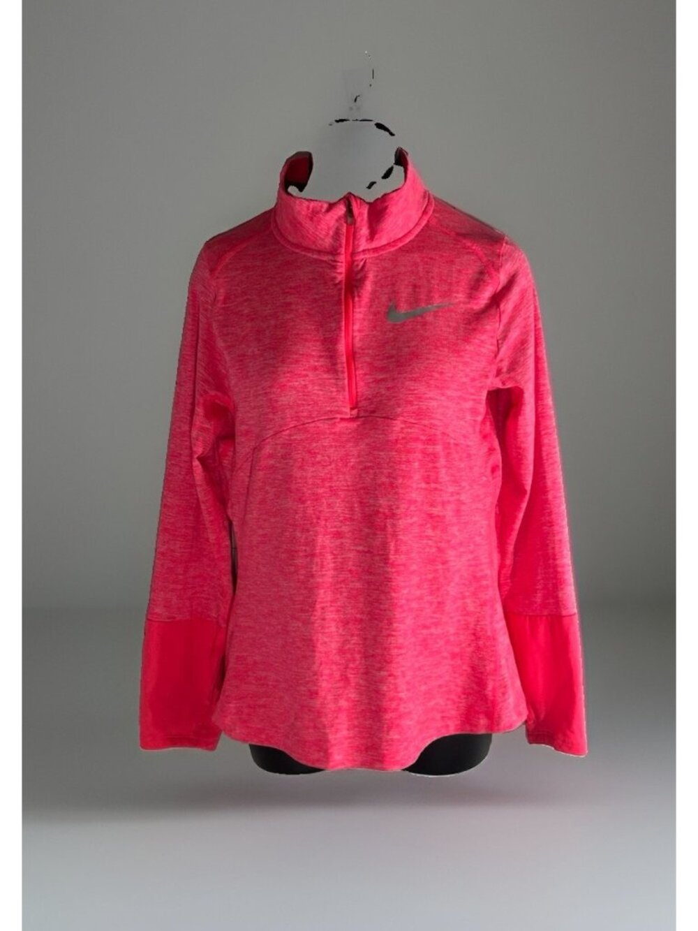 Nike Junior Size Large Heather Pink Dri-Fit Shirt Running Long Sleeve 1/4 Zip Up